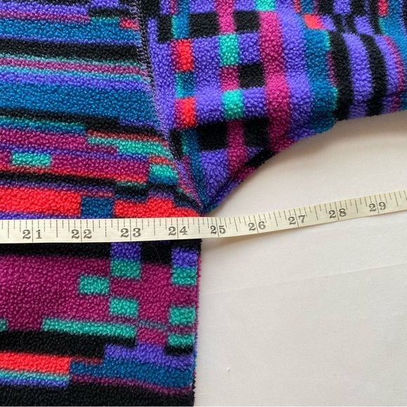Vtg 80's Columbia Aztec Print Radial Sleeve 1/4 Snap Fleece Jacket Size L - HOLE - Picture 15 of 16
